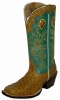 Twisted X WRSL002 for $399.99 Ladies Gold Buckle Western Boot with Saddle FQ Ostrich Leather Foot and a New Wide Toe